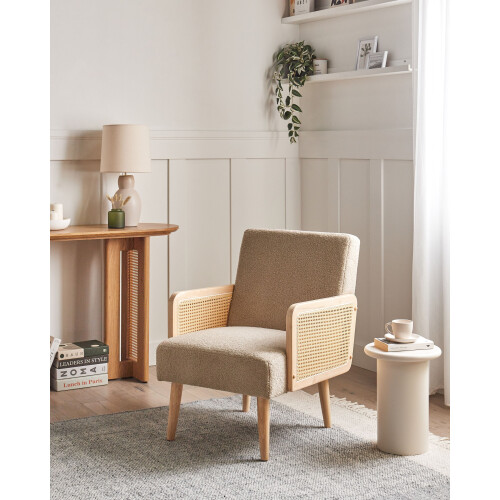 Beliani Armchair HOJBY Boucle Beige 1