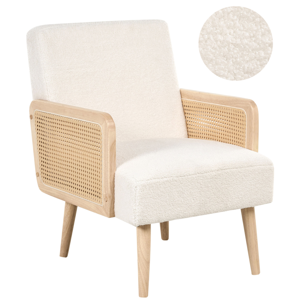Beliani Armchair Hojby Boucle Off-White