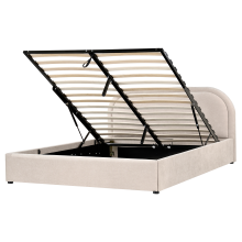 Ottoman Bed QUILLIEN Chenille Light Beige 160 x 200 cm (EU King Size)