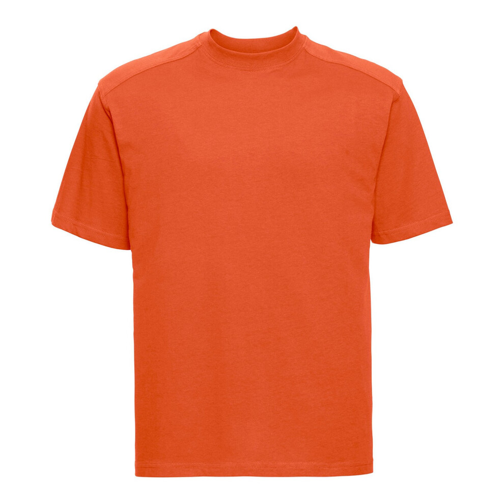 Russell (M, Orange) Mens Heavyweight T-Shirt