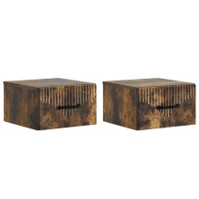 vidaXL Wall-Mounted Bedside Cabinet 2 pcs Smoked Oak 34.5 x 33 x 20 cm