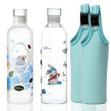 Gourde bouteille d'eau sport en verre sans BPA 500ml lot de 2 avec étuis néoprène et bouchon inox hermétique - 1L total