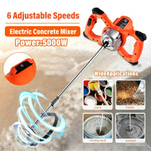 5000W 6 Speeds Electric Plaster Paddle Mixer 220V Mortar Cement Paint Stirrer