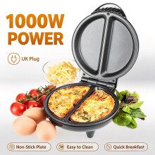 1000W Omelette Maker Electric Non-Stick Deep Fill Dual Egg Cooker Pan UK Stock