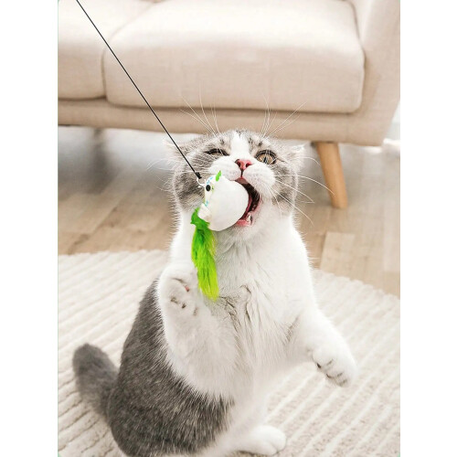 1pcs  Cat Interactive Toy Simulate Bird Interactive Sucker Feather Bell Funny Cat Toys 2
