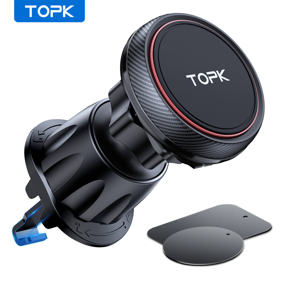 Topk Magnetic Car Phone Mount In Car Phone Holder Air Vent Magnetic, 6 N52 Magnets Universal Mobile Phone Holders For Iphone 15 891056393884