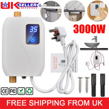 3000W Electric Tankless Instant Hot Water Heater Kitchen Bathroom Under Sink Tap