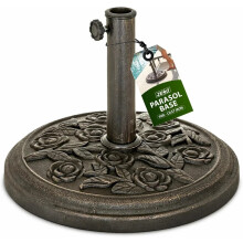 GARDEN PARASOL BASE CAST IRON ROUND UMBRELLA STAND PATIO OUTDOOR 9KG BRONZE
