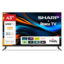 SHARP 43 Inch TV 4K Ultra HD Roku Smart TV with Freely 43HJ4225K 3 HDMI Inputs