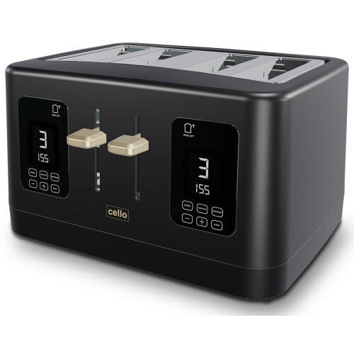 Cello Cello TR186 Digital 4 Slice Toaster Touch Control Wide Slots Bagel Function