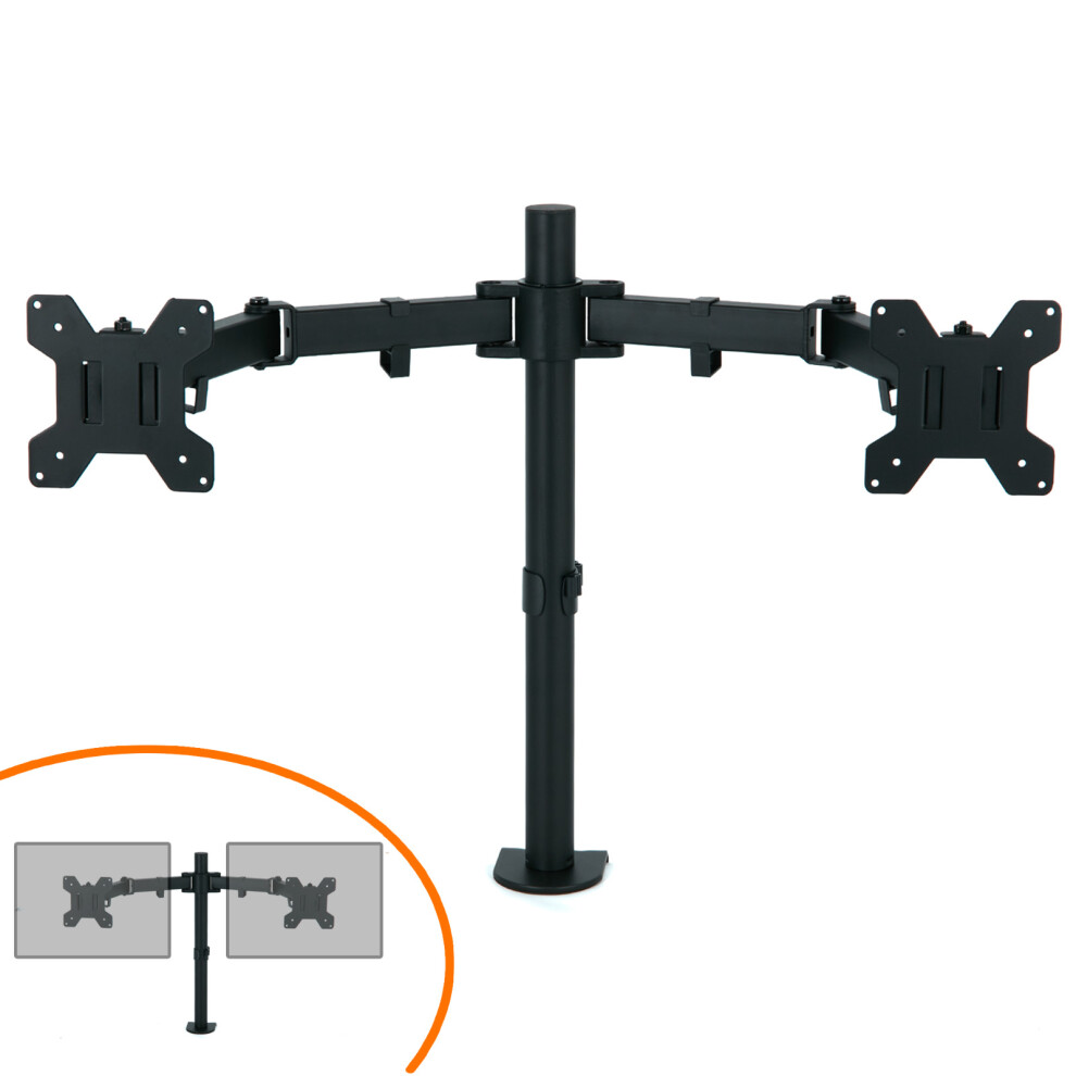 Double Twin Arm Desk Mount Bracket Lcd Computer Monitor Stand 13Â-27Â Screen Tv 816262358281