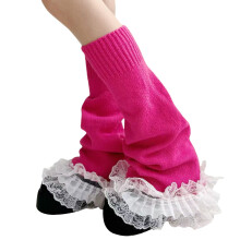 Fairycore Women Knitted Flared Leg Warmers Socks-Rose red