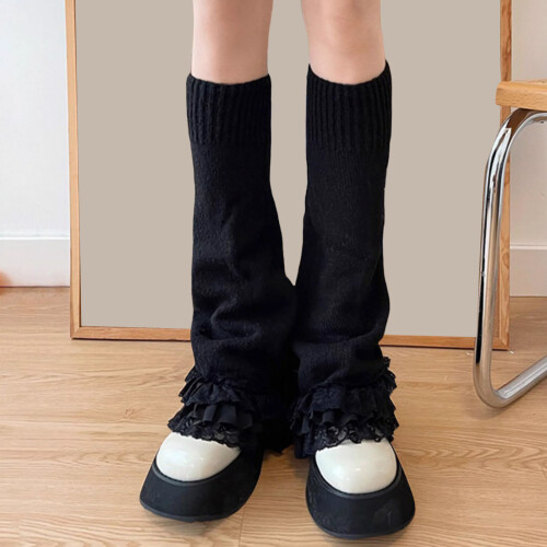 Esthetische JK Knit Stretch Beenwarmers Boot Manchetten-Wit 1