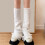 Esthetische JK Knit Stretch Beenwarmers Boot Manchetten-Wit 3