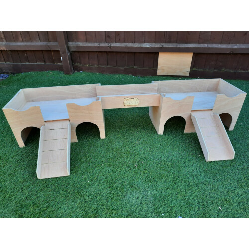 Double Guinea Pig Castle. With connecting Bridge. ( my original designs)