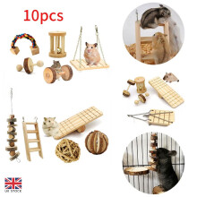 10Pcs Wooden Hamster Chew Toy Hamster Rabbit Guinea Pig Small Pet Accessories UK