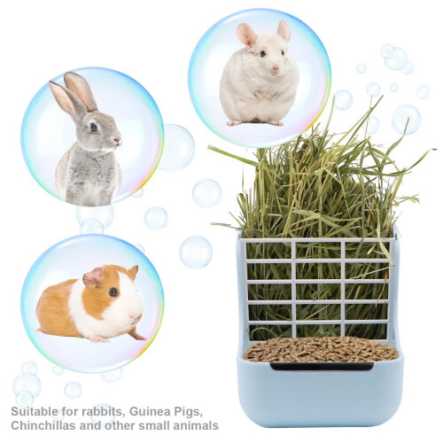 Rabbit Hay Feeder Guinea Pig Feeder, 2 in 1 Automatic Small Animal 2