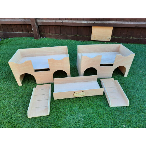 Double Guinea Pig Castle. With connecting Bridge. ( my original designs) 1