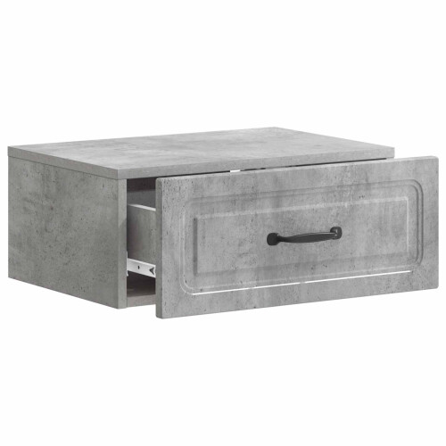 VidaXL vidaXL Wall-Mounted Bedside Cabinet with Drawer 2 pcs Concrete Grey 1
