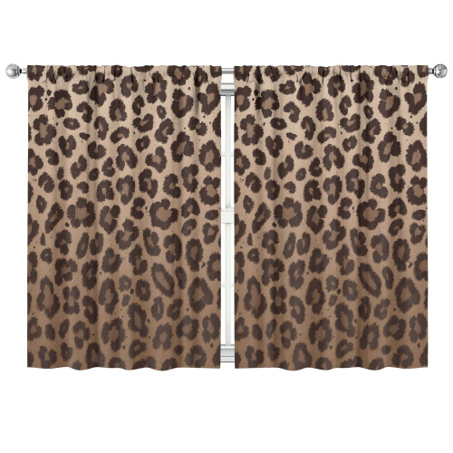 Brown Gradient Leopard Print Blackout Curtains 2 Panels