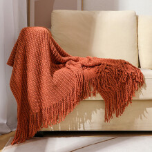 Knitted Throw Blanket with Fringe 50x68 inches
