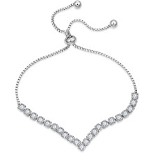 Tennis Bracelet for Women White Gold Plated Adjustable 3mm