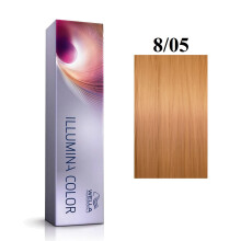 Vopsea permanentă de păr, Wella Professionals, Illumina Color, 8/05 Light Blonde Natural Mahogany, 60 ml