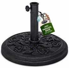 GARDEN PARASOL BASE CAST IRON ROUND UMBRELLA STAND PATIO OUTDOOR 9KG HEAVY BLACK