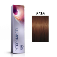 Vopsea permanentă de păr, Wella Professionals, Illumina Color, 5/35 Light Chestnut Golden Mahogany, 60 ml