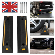 2X Wheel Stopper Heavy Duty Garage Parking Stop Assist Block Car Truck Rubber UK