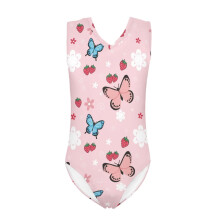 Girls' One-Piece Swimsuit Strawberry Floral Pattern Size