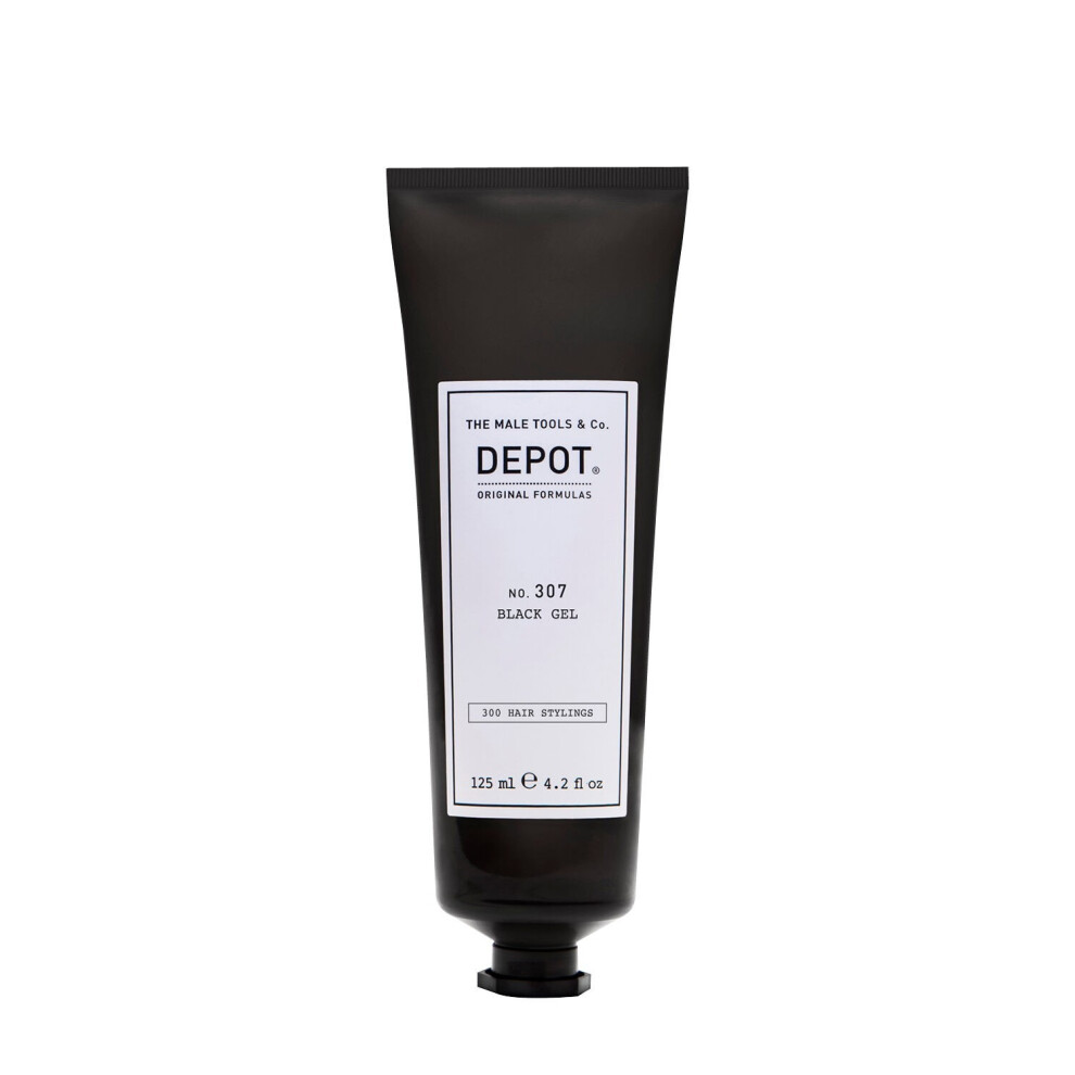 Depot No. 307 Black Gel | Temporary Hair Styling Gel For Men With Grey Blending Effect | Medium Hold, Natural-Looking Finish With Glycerin, Vitamin E