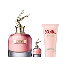 Set Jean Paul Gaultier: Scandal Hydrating Body Lotion 75 ml + Scandal Eau De Parfum For Women 6 ml *Miniature + Scandal Eau De Parfum For Women 80 ml