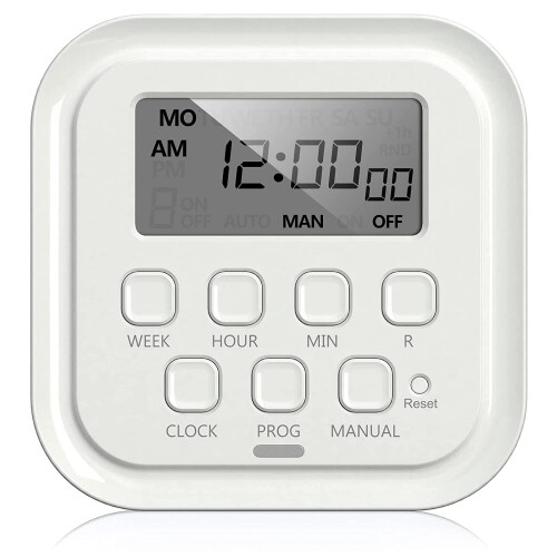 Digital Timer Plug Dual Outlet 7-Day 125V 15A