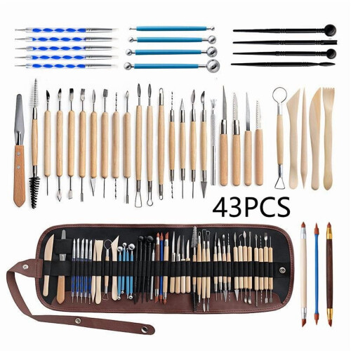 Pottery Clay Sculpting Tools Set 43 Pcs with Carrying Case