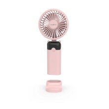 Ventilador de mano, 6 velocidades, 90 mm, rosa, recargable.