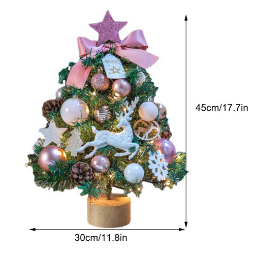 Pink Mini Artificial Christmas Tree with Lights 1