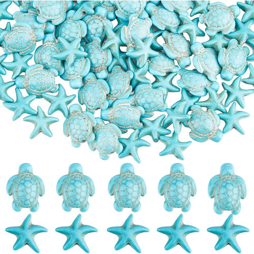 Turtle Beads Blue Starfish Charms Synthetic Turquoise 200