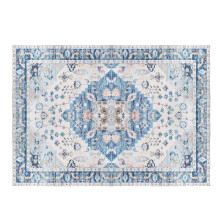 Vintage Area Rug Light Blue 6x9 ft Non-Slip Boho Low-Pile