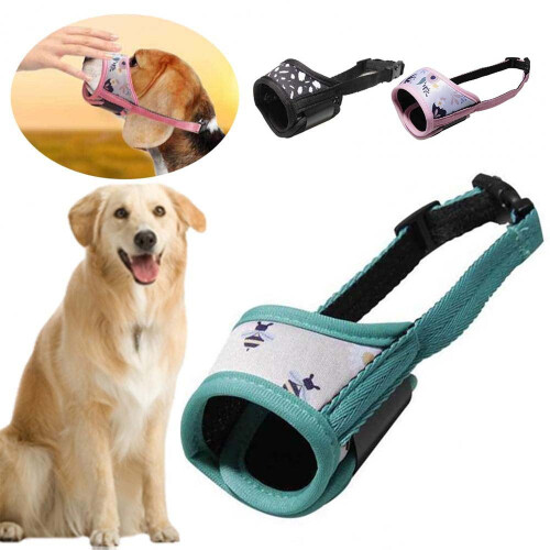 Dog Muzzle Soft Nylon Anti-Biting Barking Chewing M Green
