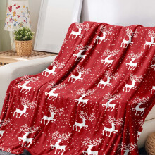 Couverture en flanelle douce à motif rennes pour Noël