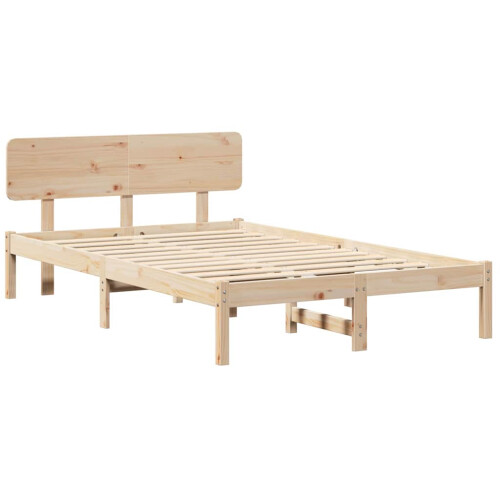 VidaXL vidaXL Bed Frame with Headboard Natural 120 x 200 cm Solid Pine Wood 1
