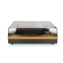 Bluetooth Record Player with Dual Wood Speakers, Auto-Stop