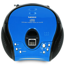 Tragbarer FM-Radio-CD-Player mit Tragegriff, Blau/Schwarz