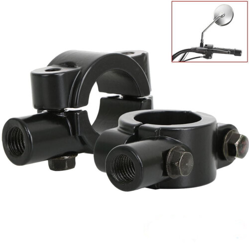 Motorcycle Handlebar Mirror Mount 10mm 2pcs Aluminum Black