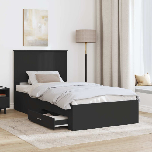 VidaXL vidaXL Bed Frame Black and Silver 90 x 200 cm Engineered Wood 1