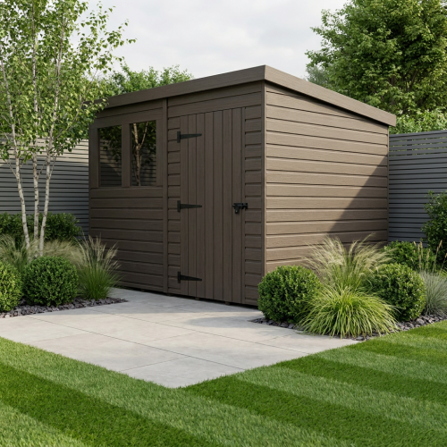 8x7 Pent Composite Shed Tanalised (Single Door, With Windows)