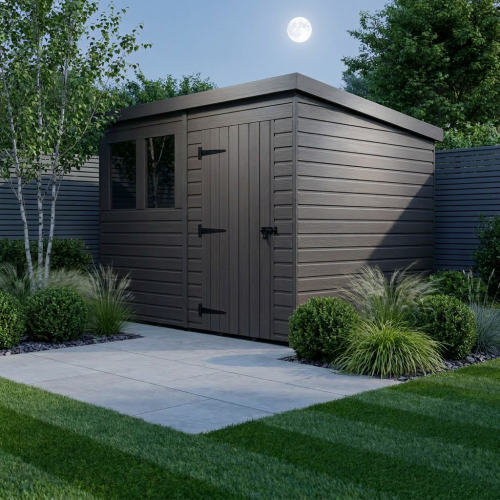 8x7 Pent Composite Shed Tanalised (Single Door, With Windows) 2