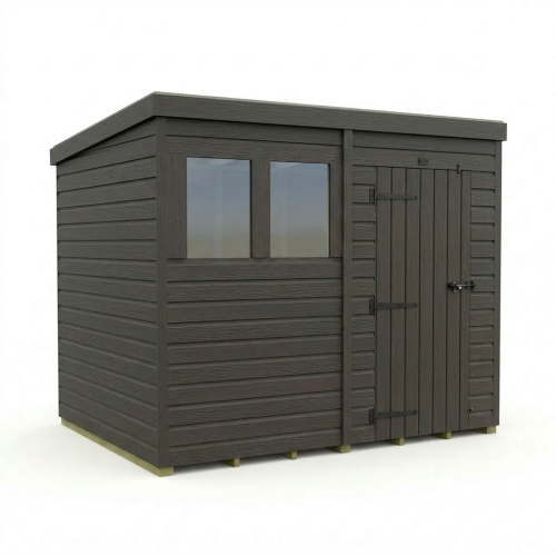 8x7 Pent Composite Shed Tanalised (Single Door, With Windows) 1