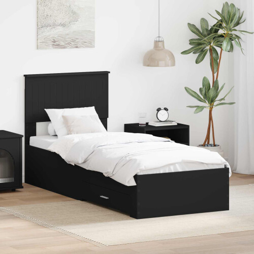 VidaXL vidaXL Bed Frame Black and Silver 75 x 190 cm Engineered Wood